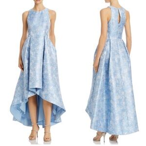 Aidan Mattox Elegant Blue Floral High-Low Dress
